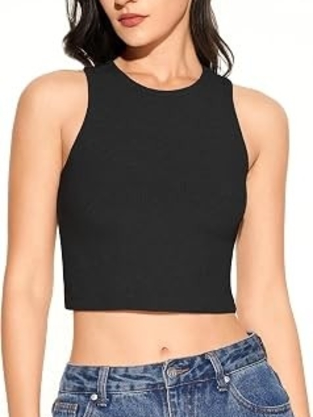 Old Navy Black High-Neck Cropped Tank